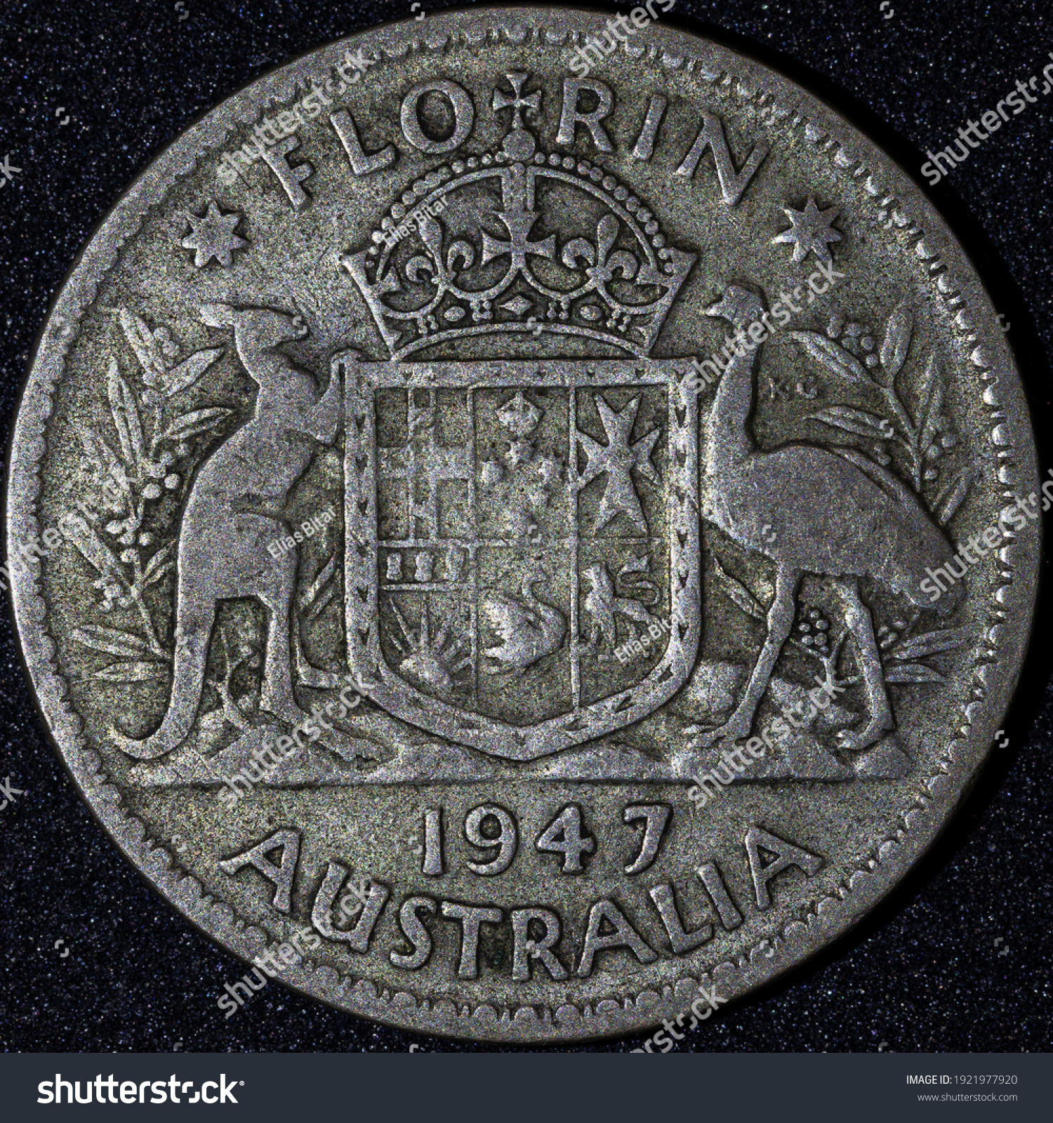 Forkert Tag ud Udtale Back 1947 Australian Florin Silver Coin Stock Photo (Edit Now) 1921977920