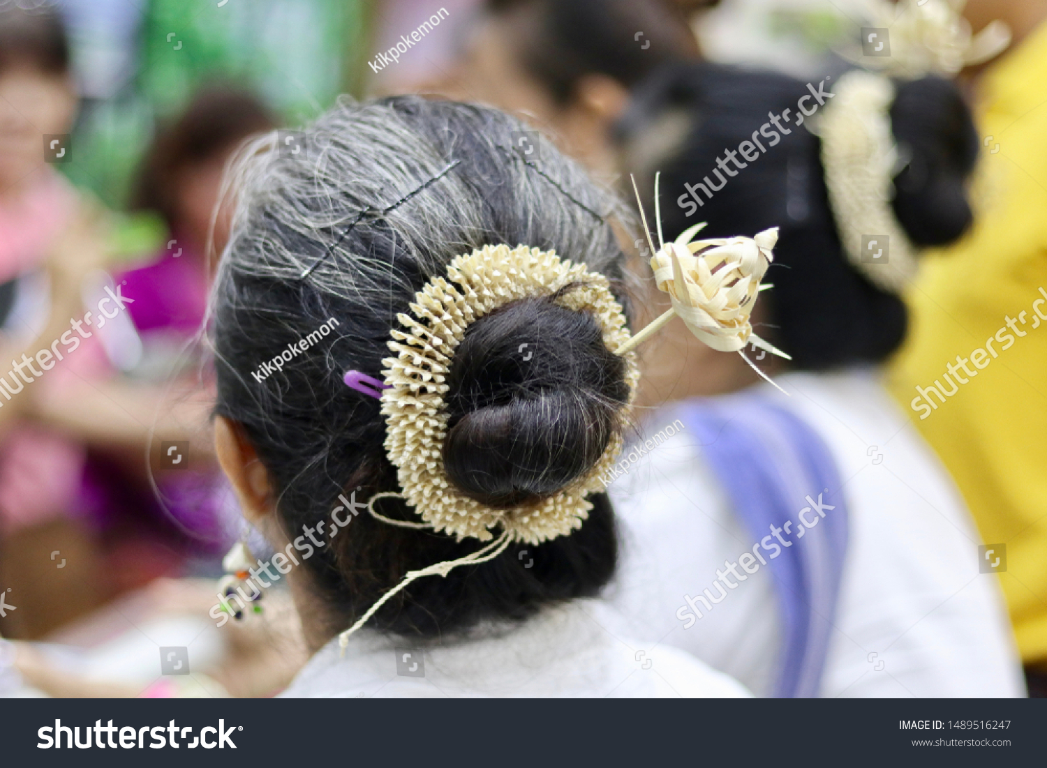 Back Old Woman White Grey Hair Stock Photo Edit Now 1489516247