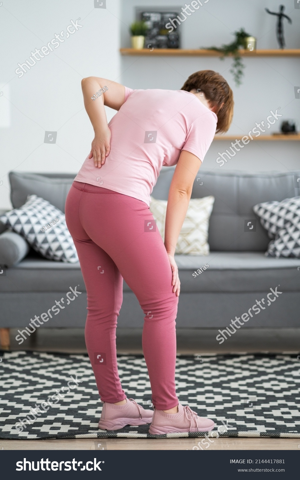 Back Pain Kidney Inflammation Woman Suffering Stock Photo 2144417881