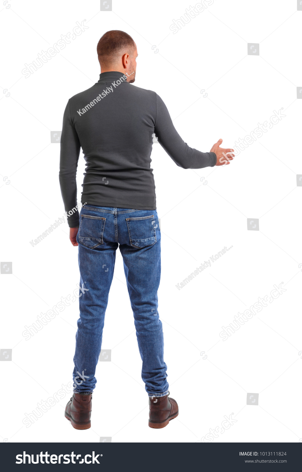 Back Side View Man Shirt Handshake Stock Photo 1013111824 | Shutterstock