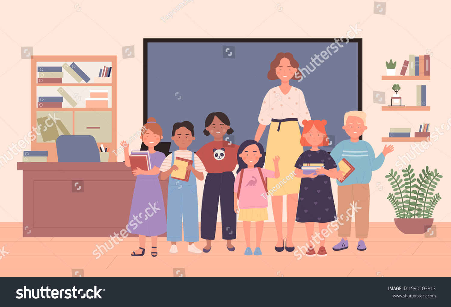 back-school-pupils-woman-teacher-school-stock-illustration-1990103813