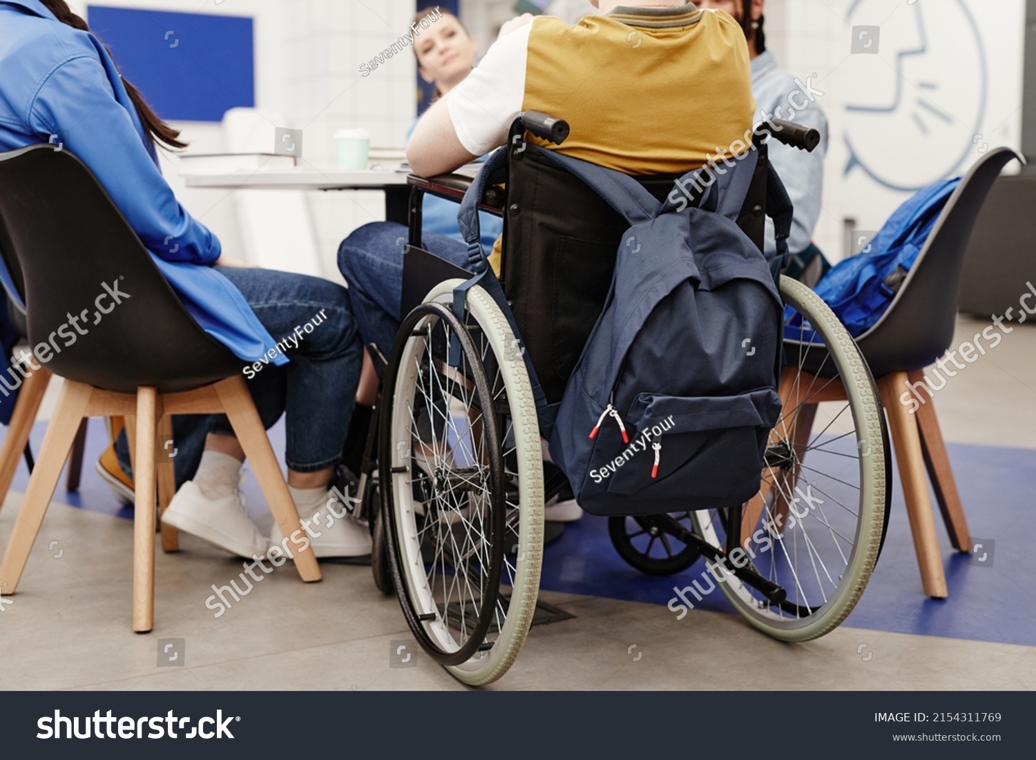 Back View Young College Student Wheelchair Stock Photo 2154311769 Back View Young College Student Wheelchair Stock Photo 2154311769