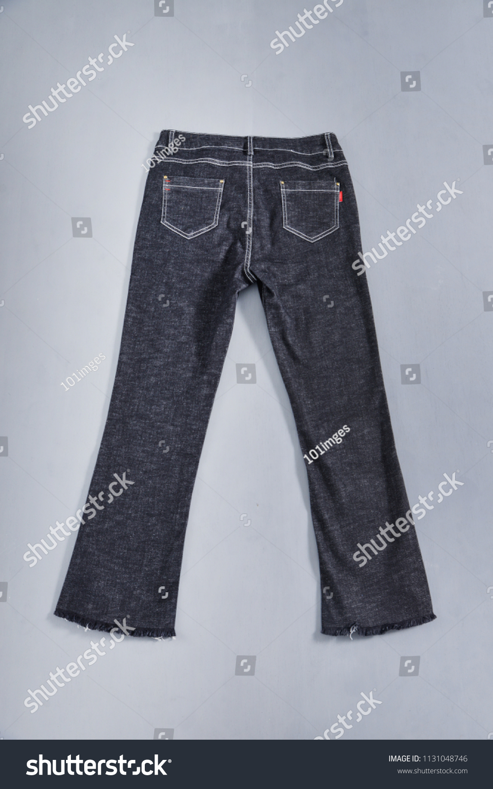 Back View Jeans Trousergray Background Stock Photo 1131048746 ...