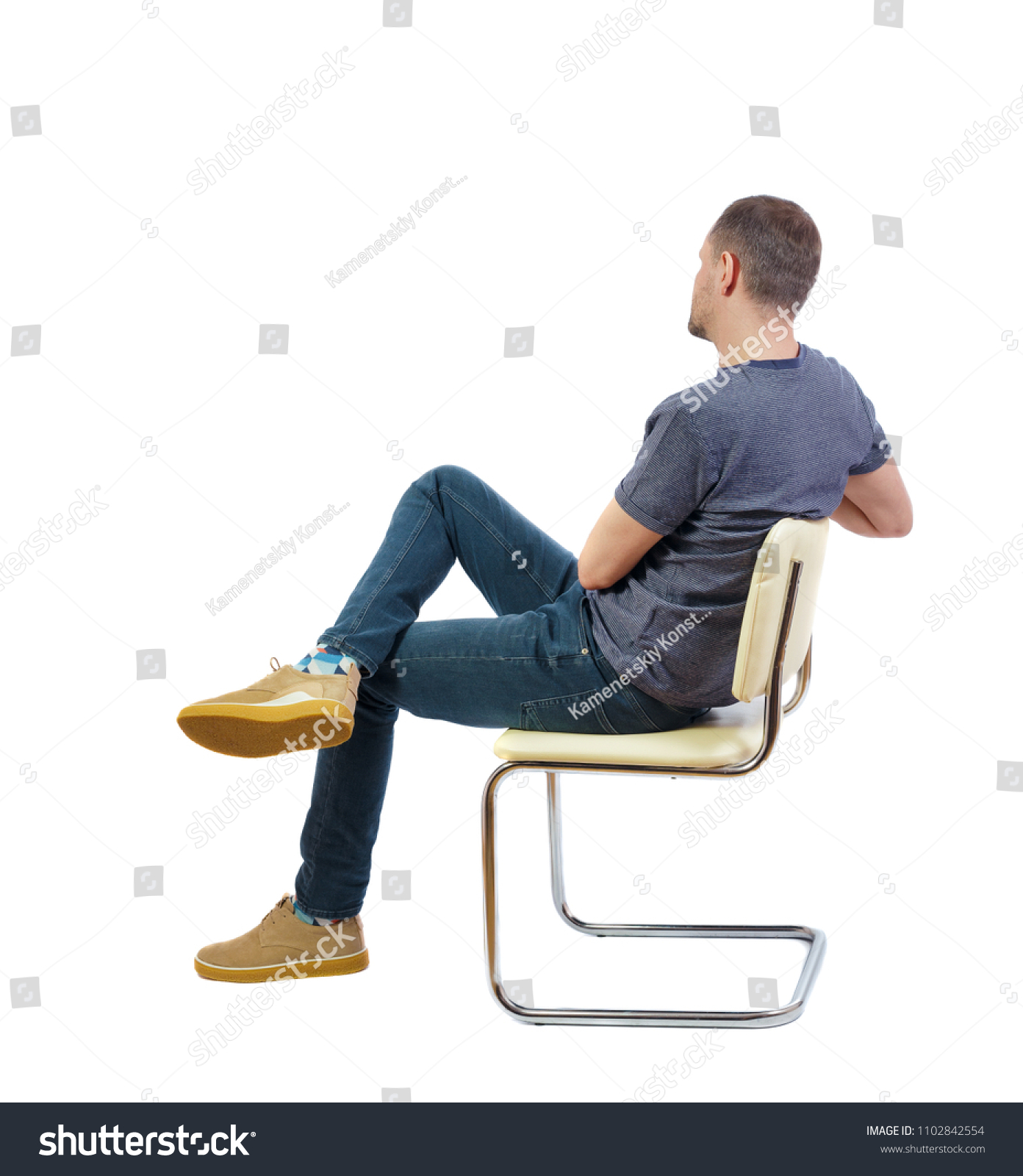 Back View Man Sitting On Chair Stock Photo 1102842554 | Shutterstock