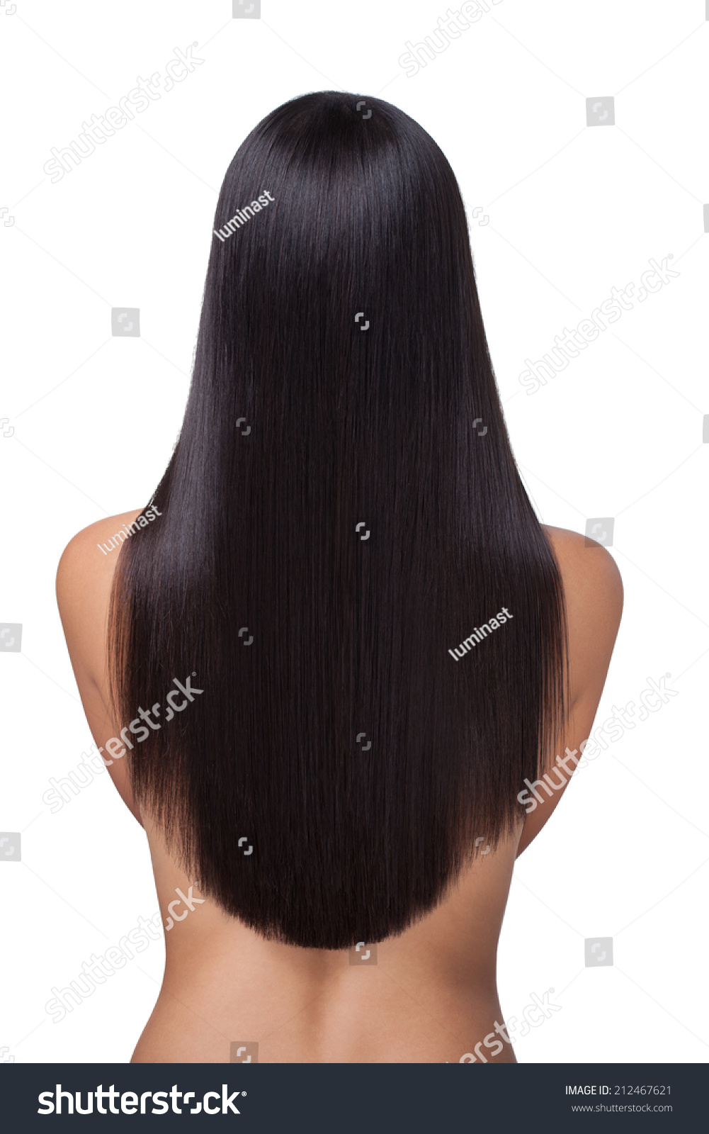 Back View Woman Long Straight Black Stock Photo Edit Now