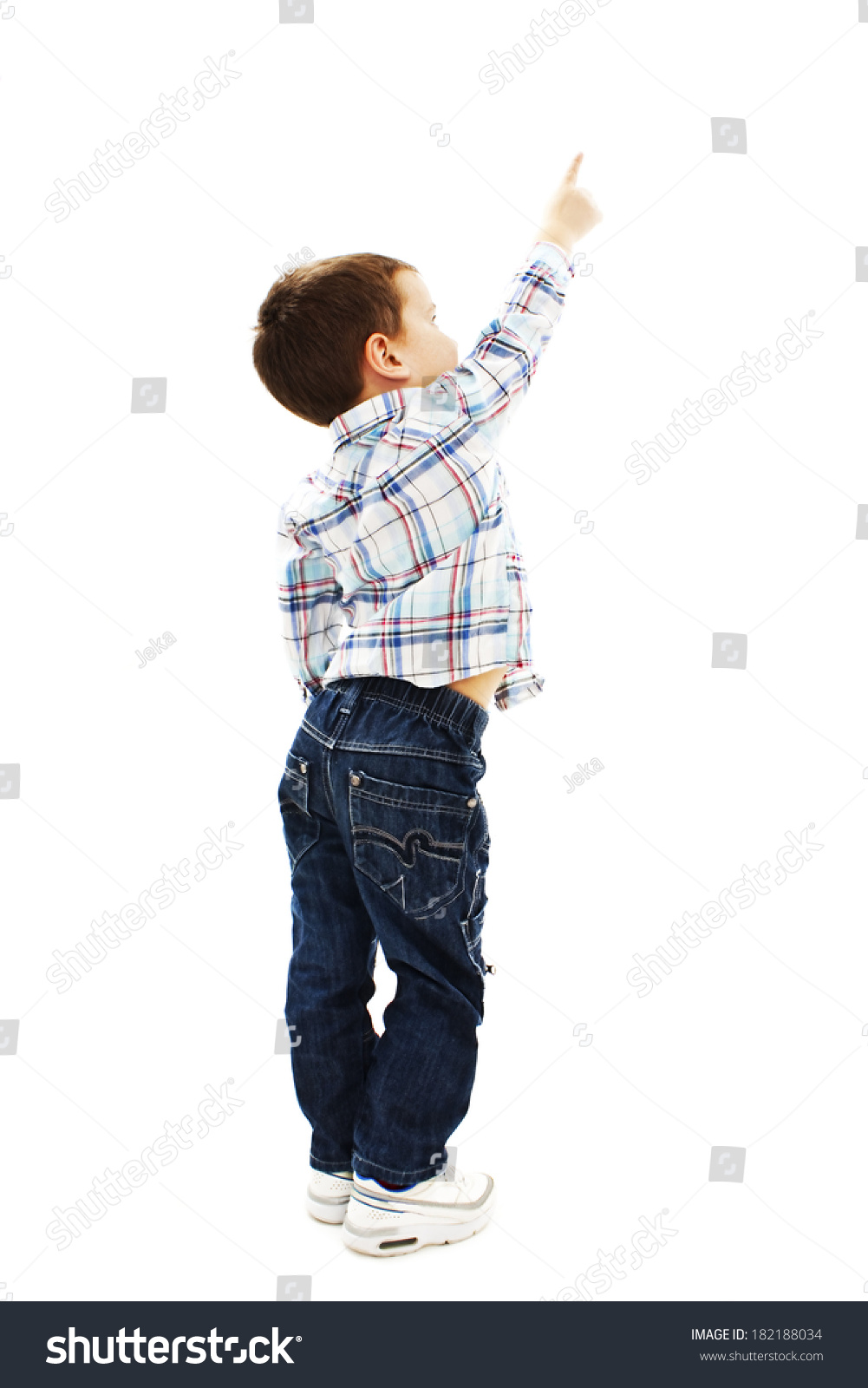 Back View Little Boy Points Wall Stock Photo 182188034 - Shutterstock