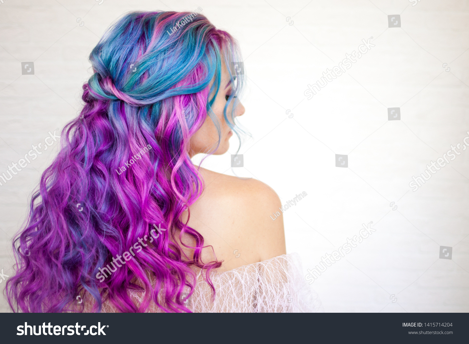 Back View Stylish Youth Girl Bright Stock Photo Edit Now