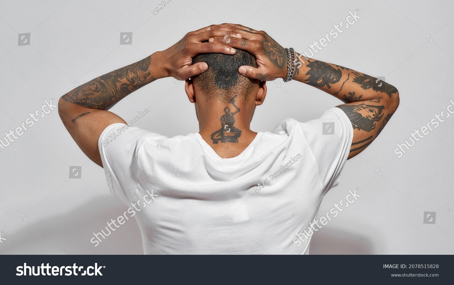 Back neck tattoo Images, Stock Photos & Vectors | Shutterstock