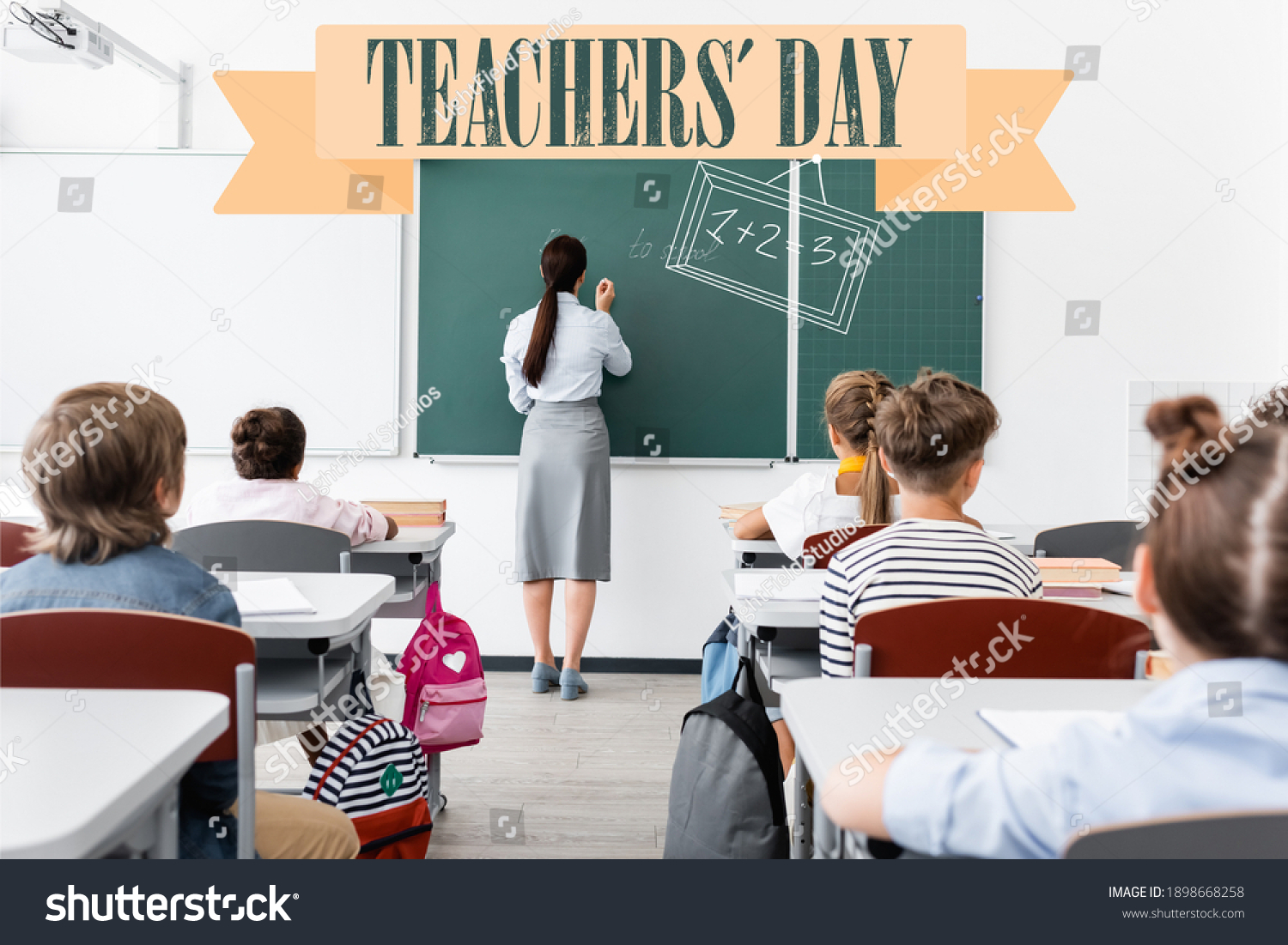 Back View Teacher Formal Wear Writing Stock Photo 1898668258 | Shutterstock