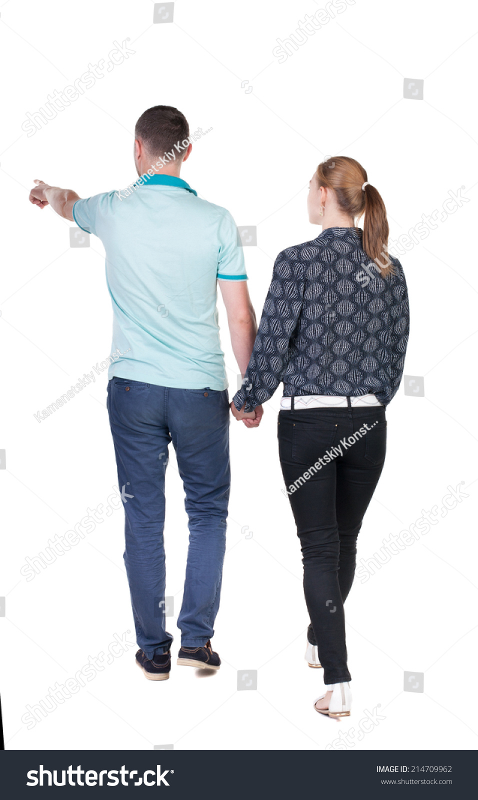 Back View Walking Young Couple Man Stock Photo (Edit Now) 214709962