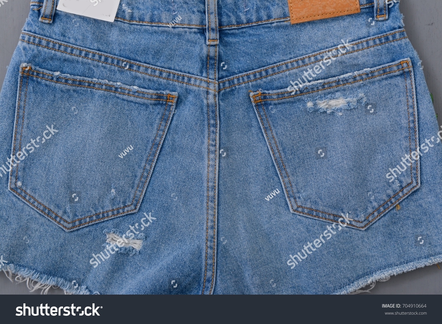 Back View Shorts Jeans Pocket Texture Stock Photo (Edit Now) 704910664