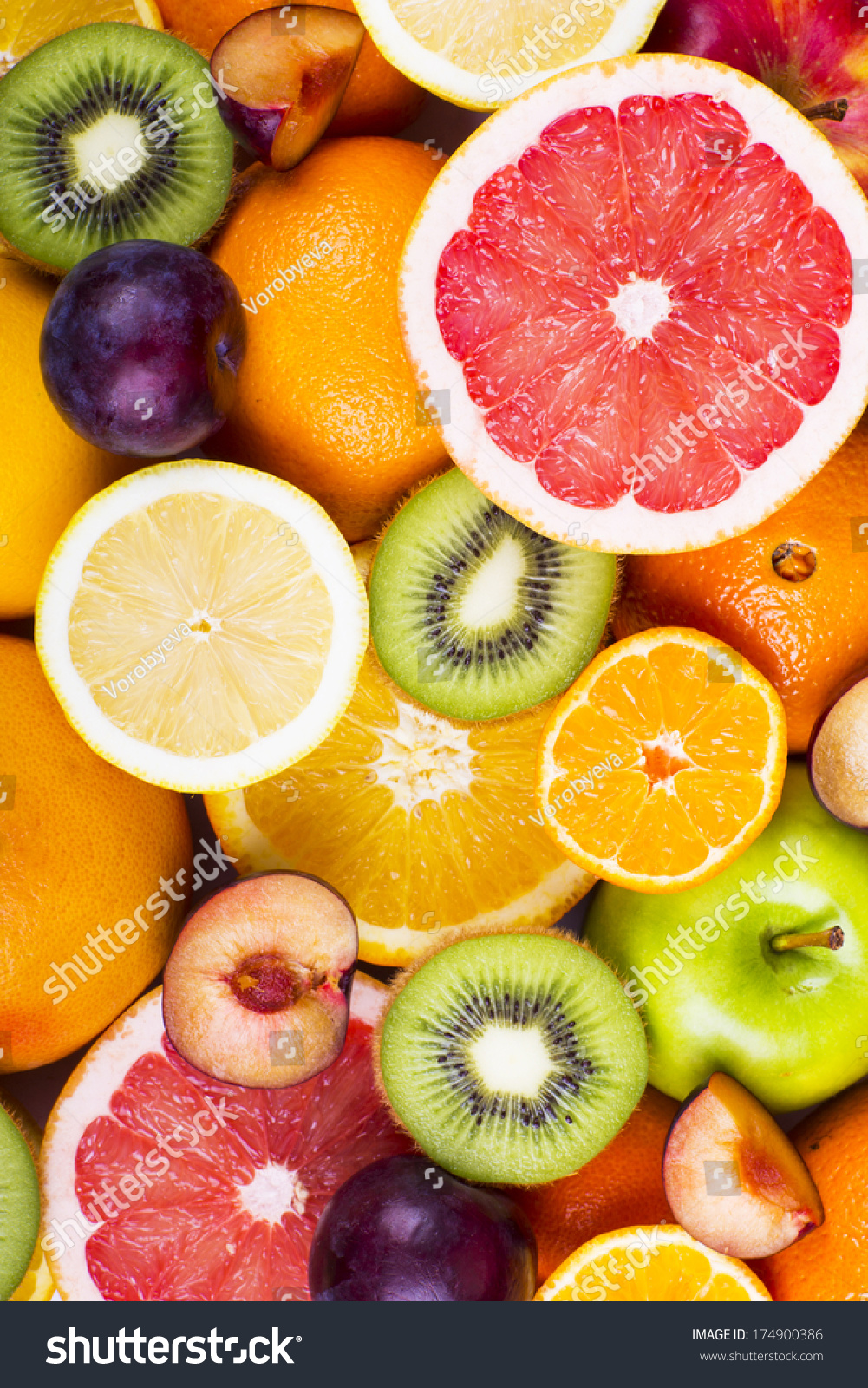 Background From Many Different Exotic Fruits Stock Photo 174900386 ...