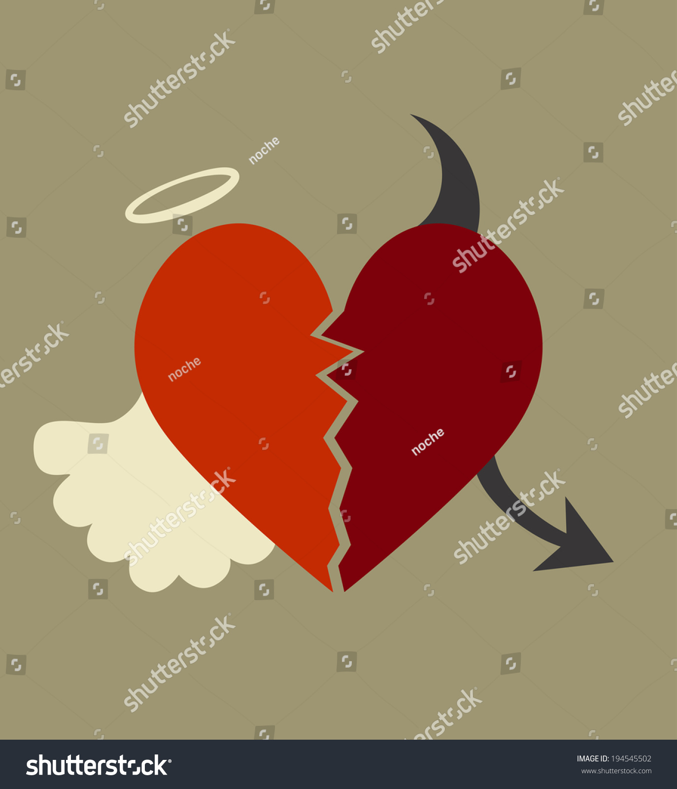 Background With A Heart Divided Between Good And Evil Stock Photo ...