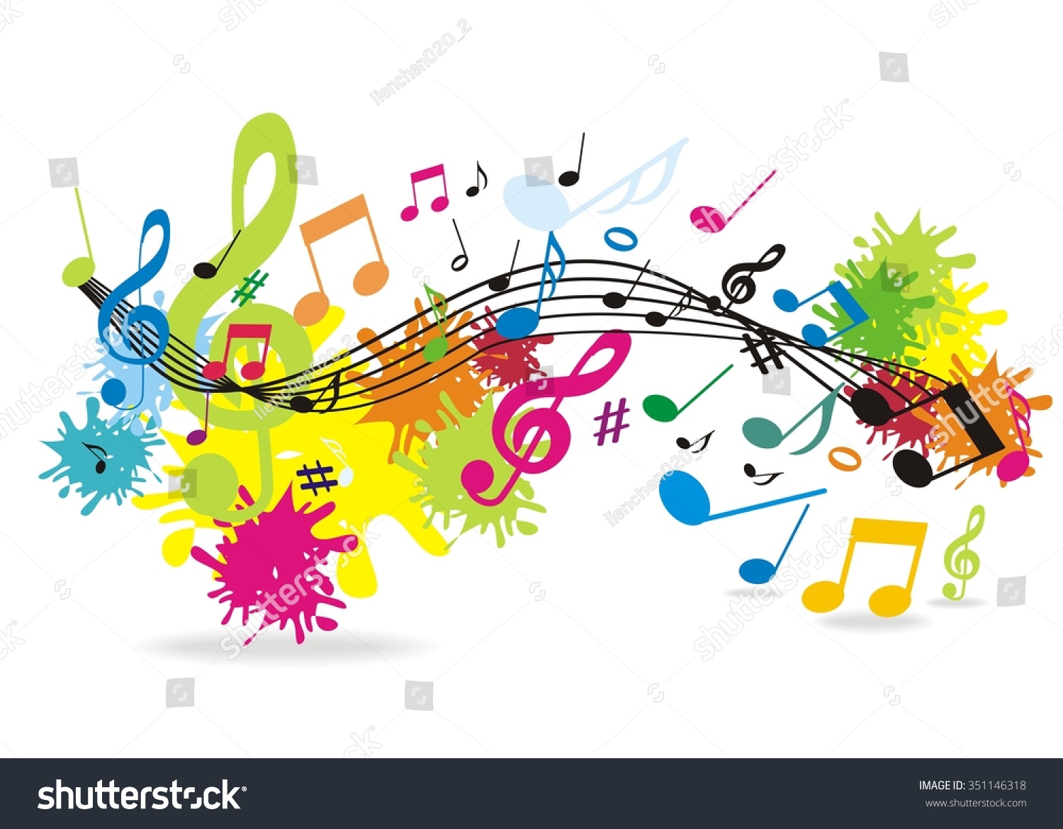 Background Colorful Music Notes Stock Illustration 351146318 - Shutterstock