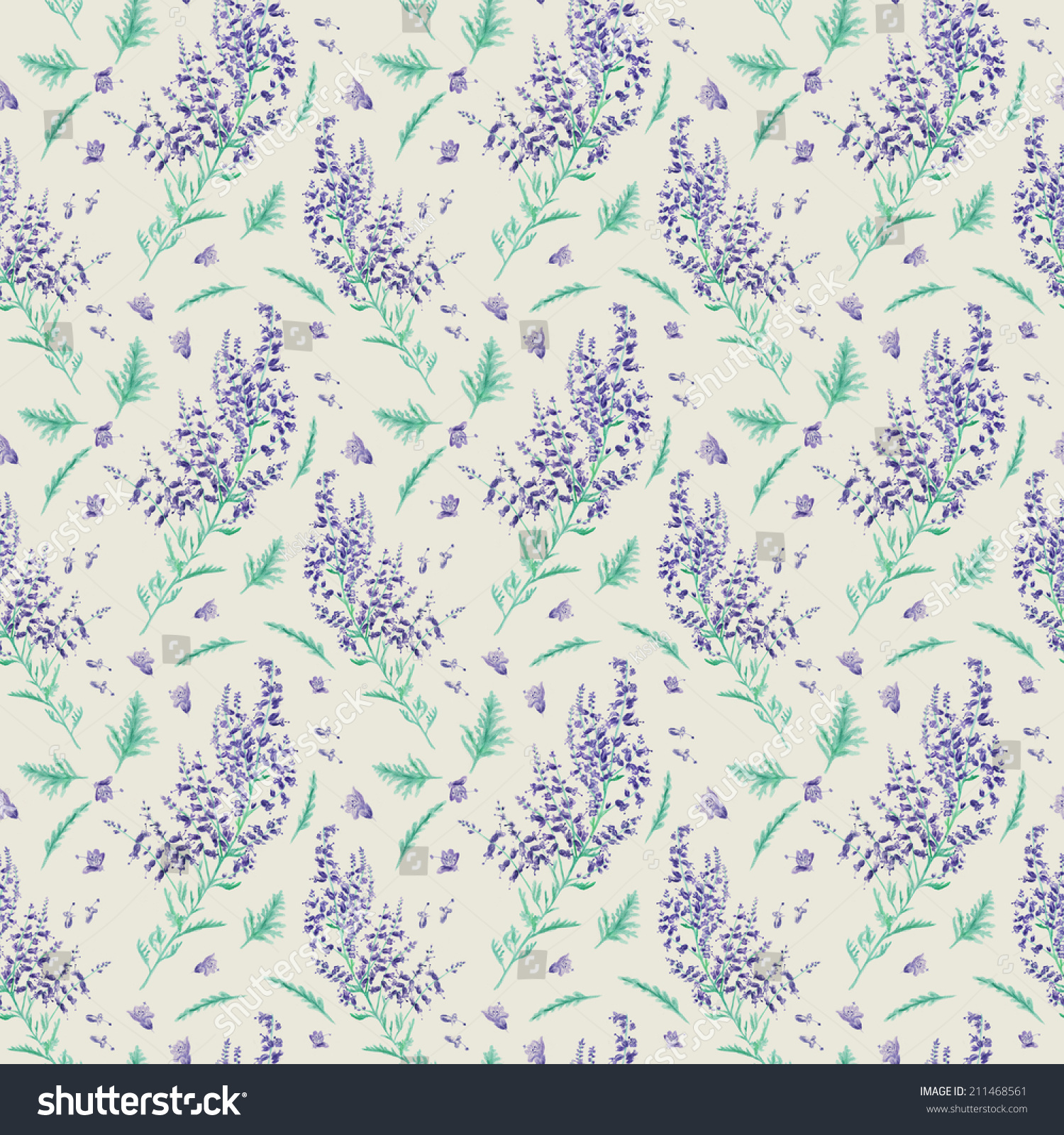 Background With Lavender Flowers And Leaves For Design. Provence Style ...