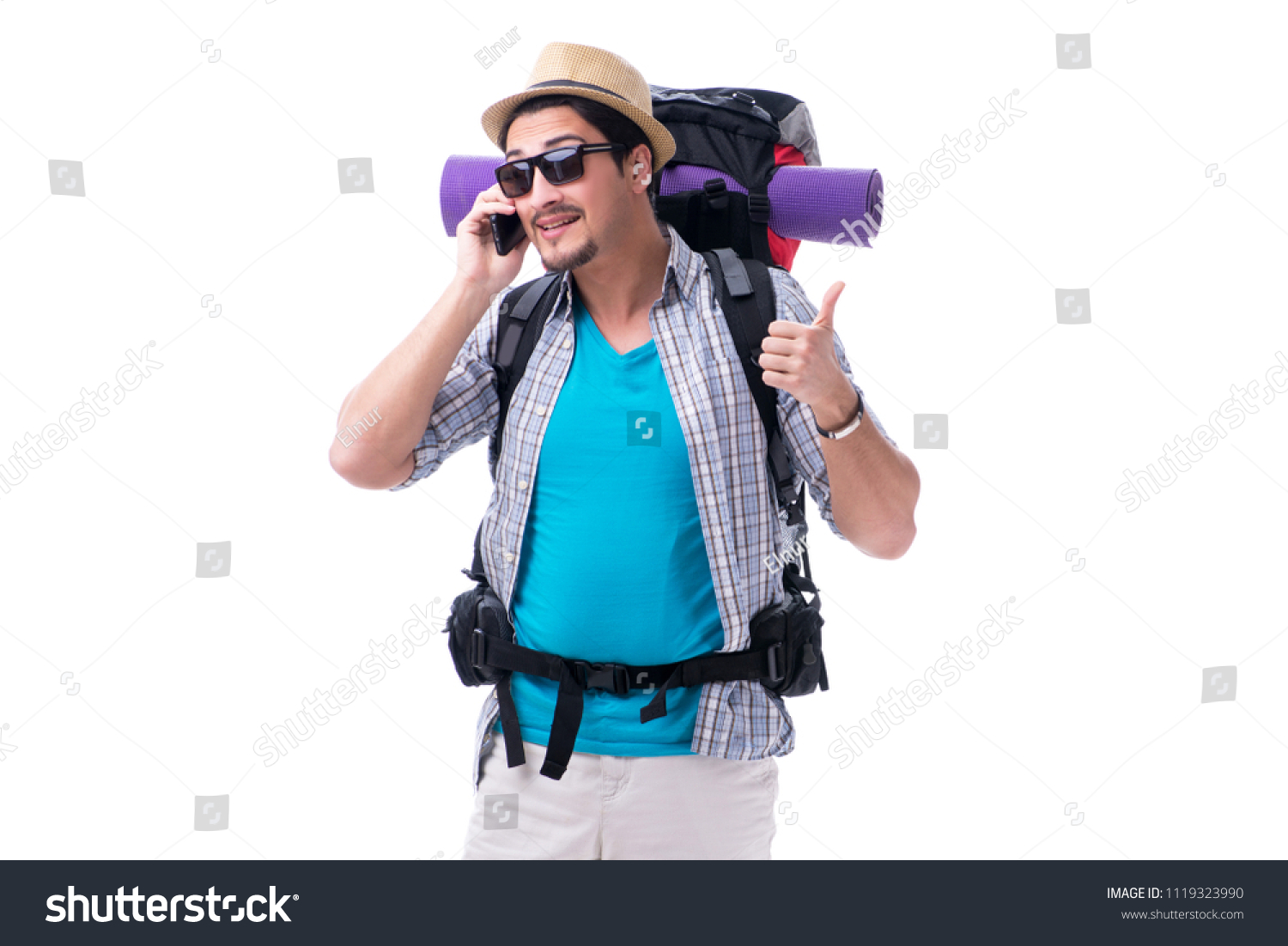 Backpacker Large Backpack Isolated On White Stock Photo 1119323990 ...