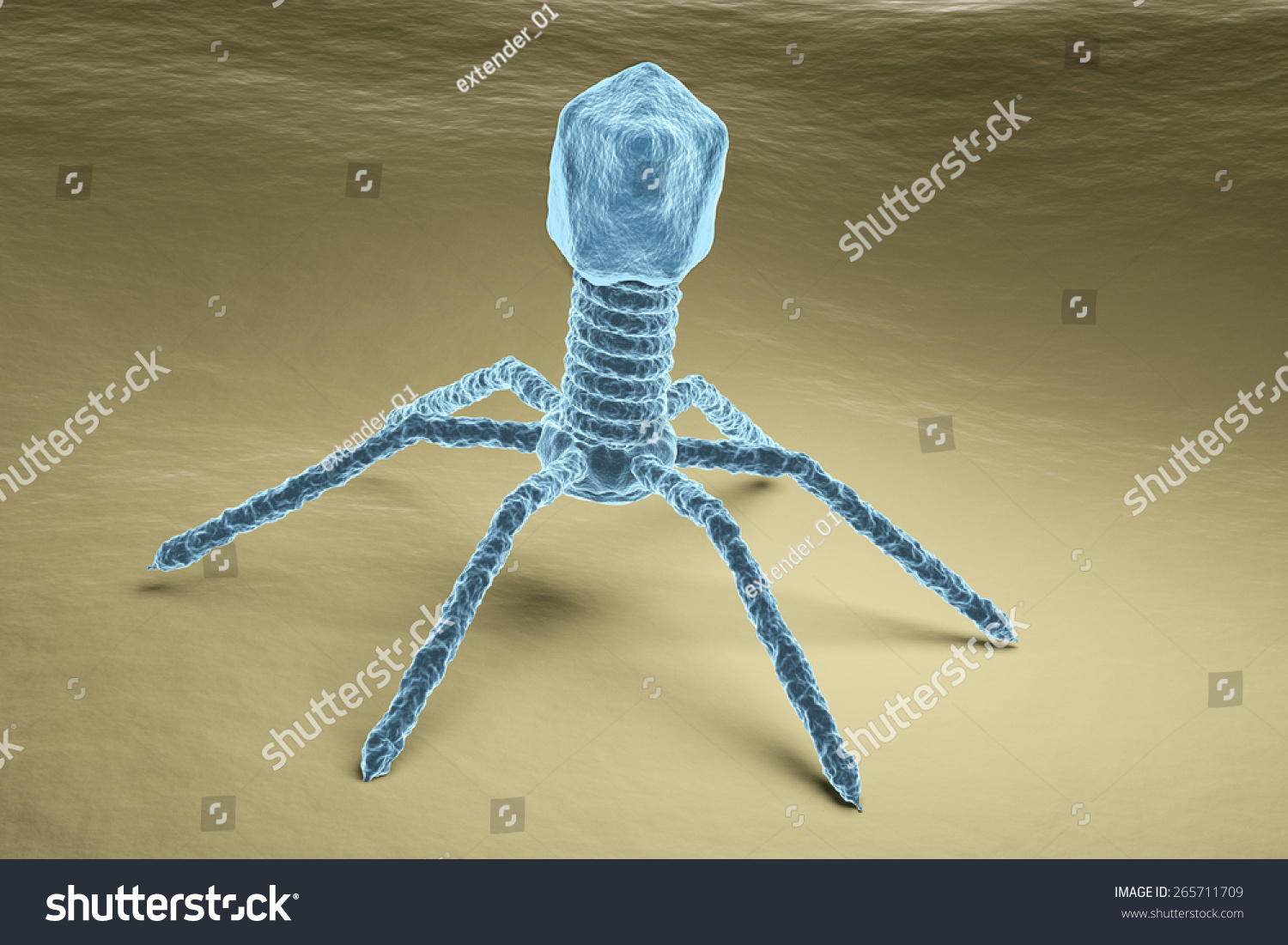 Bacteriophage Virus Particle On Bacteria Surface Stock Illustration