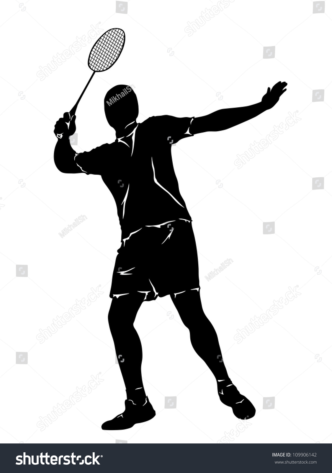 Badminton Players Silhouette On White Background Stock Illustration ...