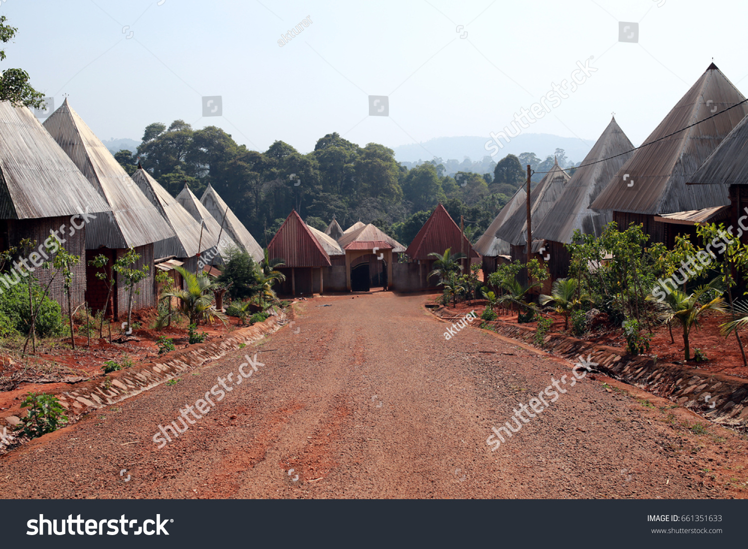 Bafoussam Cameroon 15012015 Entrance Bafoussam Kingdom Stock Photo   Stock Photo Bafoussam Cameroon Entrance Of The Bafoussam Kingdom Royal Palace And The Huts 661351633 