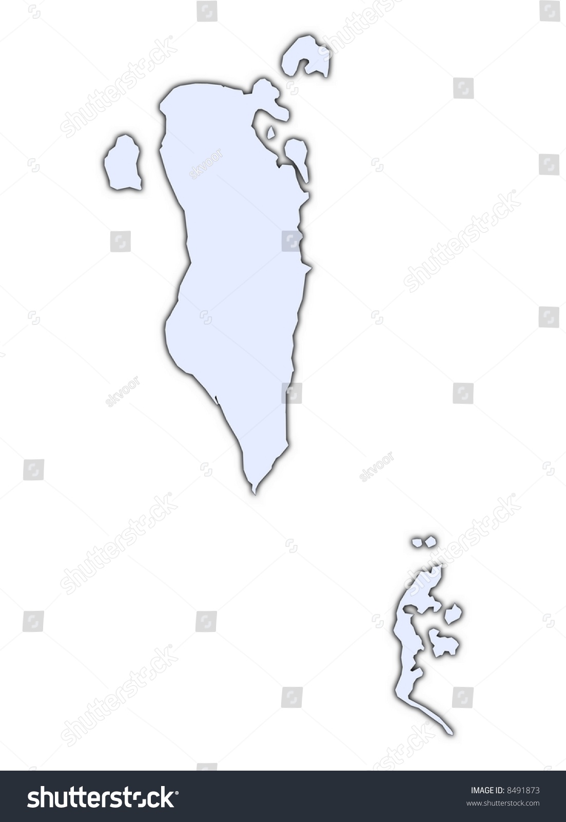 Bahrain Light Blue Map Shadow High Stock Illustration 8491873