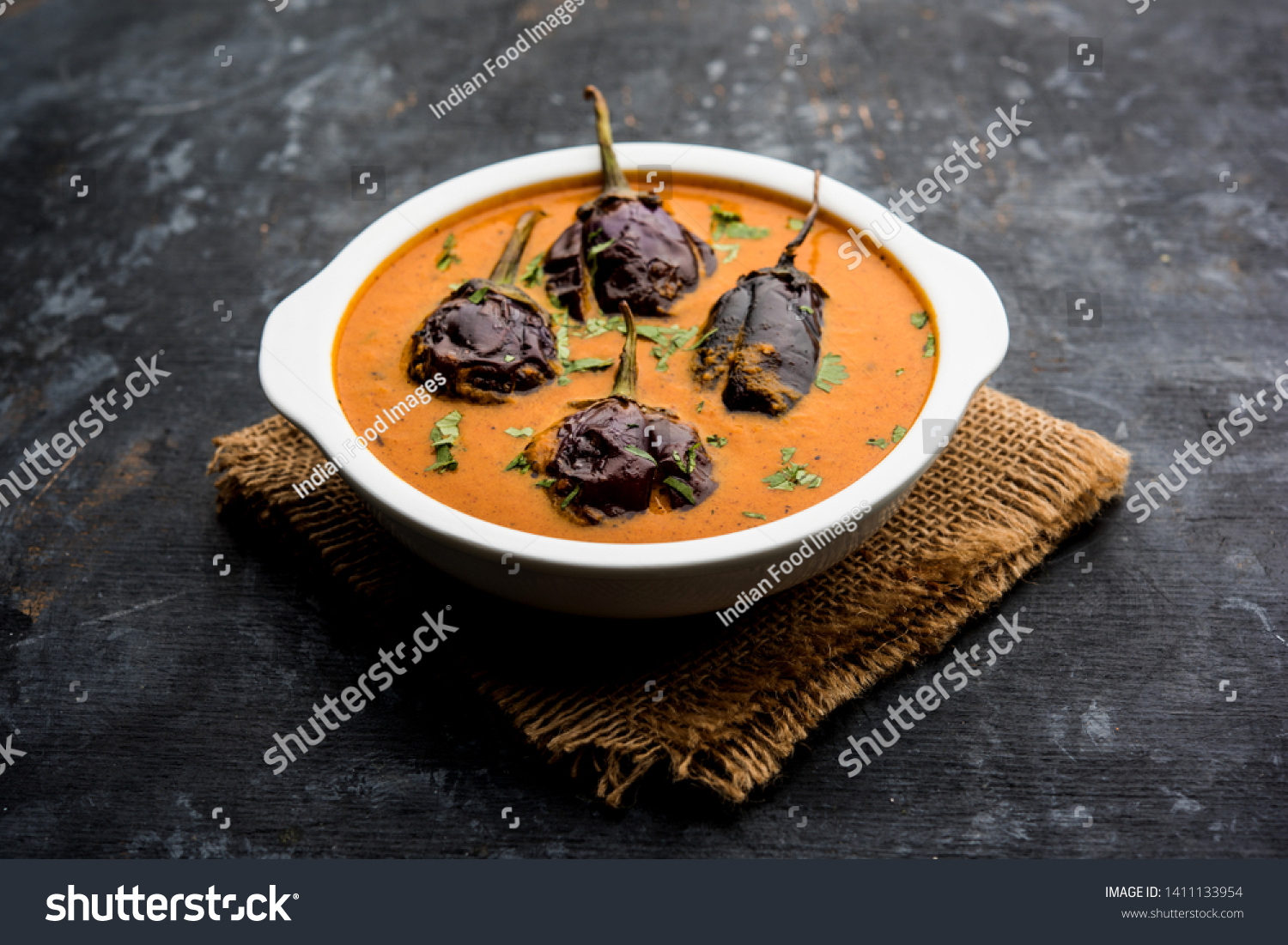 Baingan Masala Eggplant Brinjal Curry Served Stock Photo