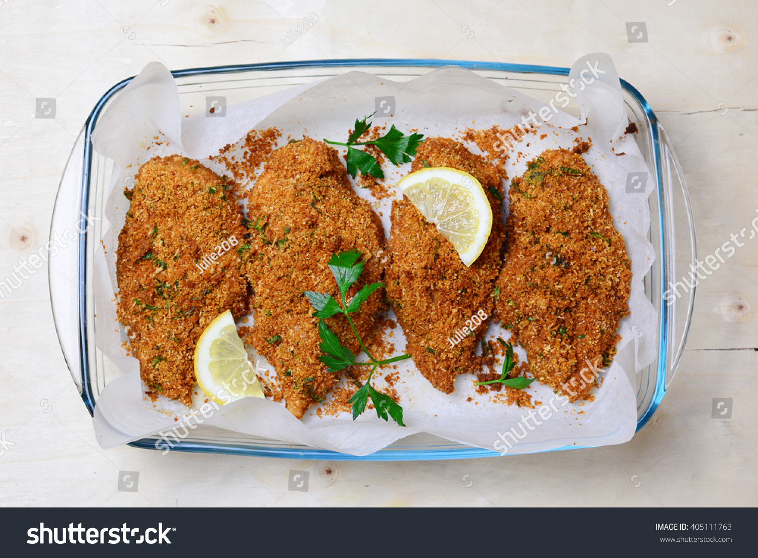 Baked In Bread Crumbs Chicken Breast Stock Photo 405111763 : Shutterstock