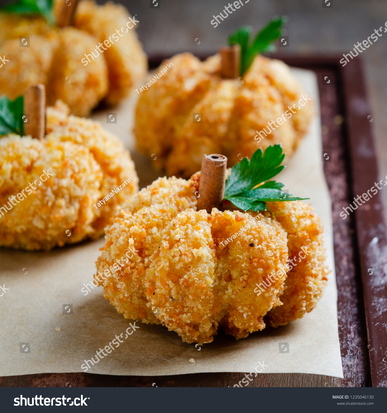 Baked Pumpkin Doughnut Japanese Pumpkin Croquettes Stock Photo