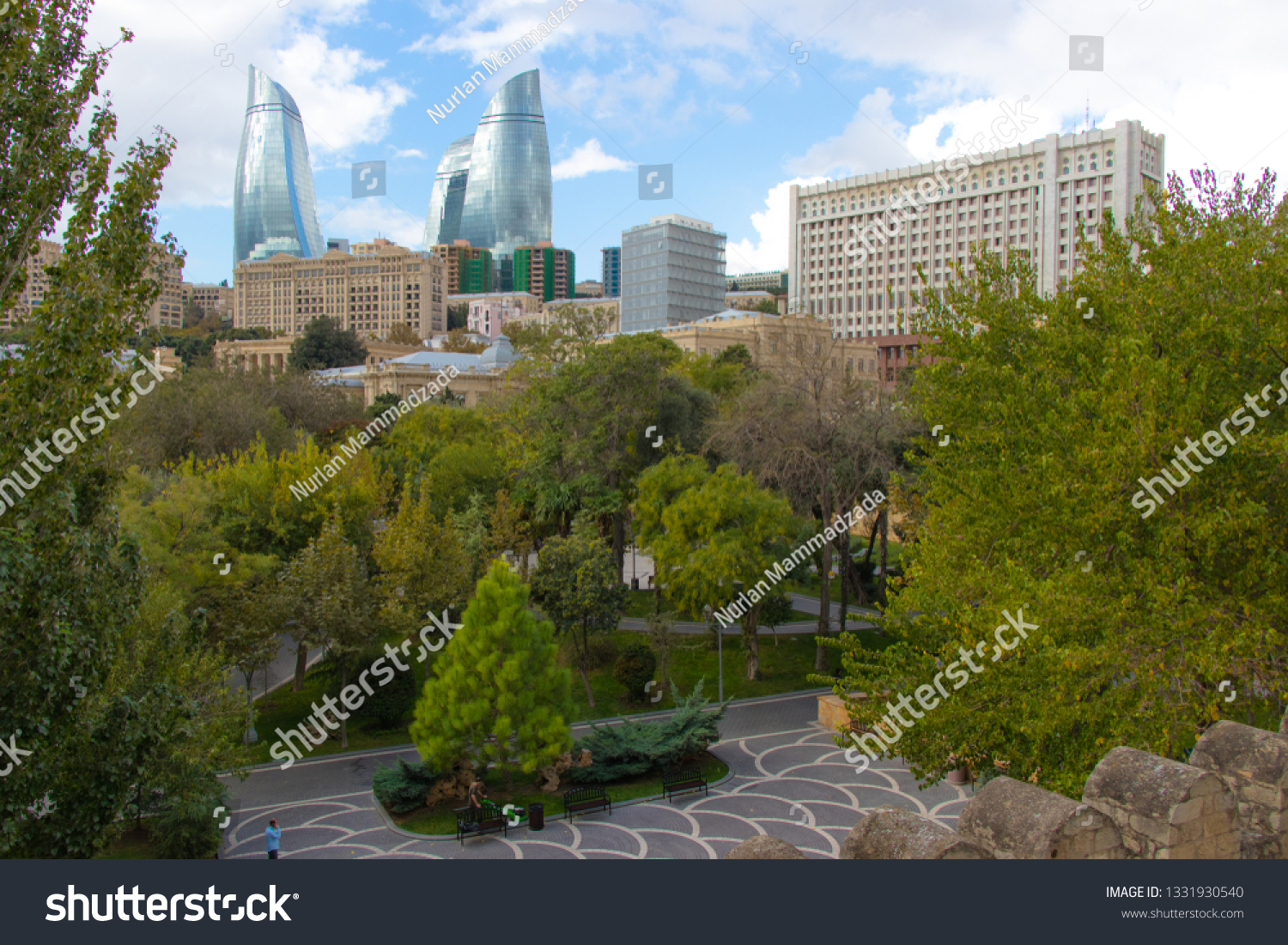 Baku Azerbaijan Filarmonia Park Philharmonia Garden Stock Photo