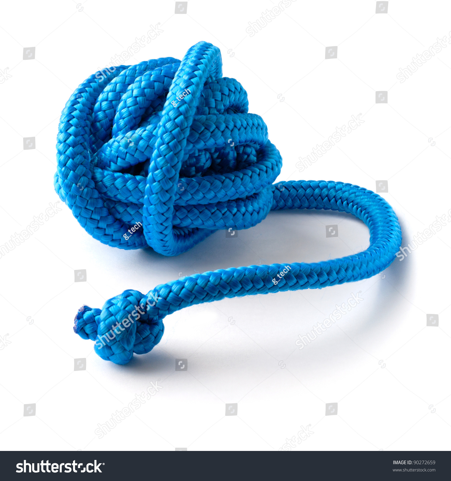 Thick Blue Rope On White Stock Photo 