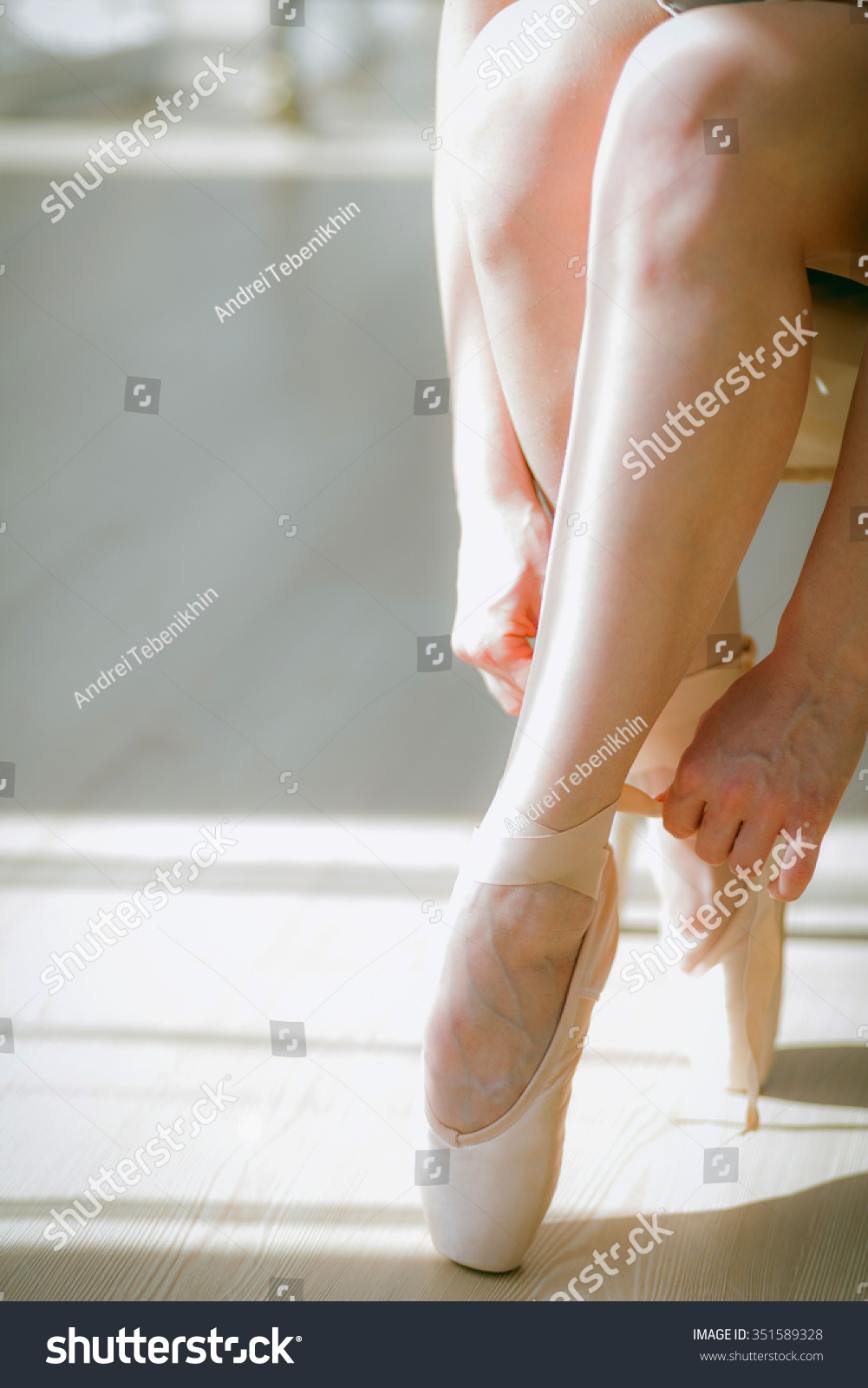 tying pointe shoes