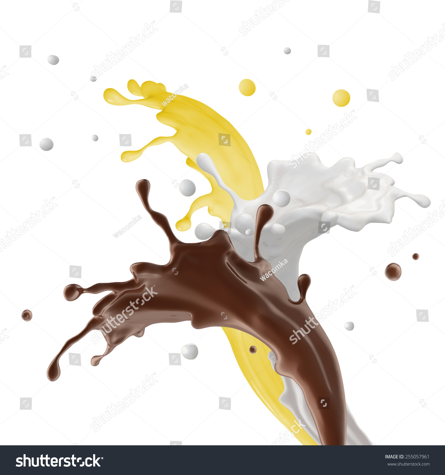 Banana Chocolate Milkshake Drink Splash, Dynamic Mixed Liquid Splashing ...