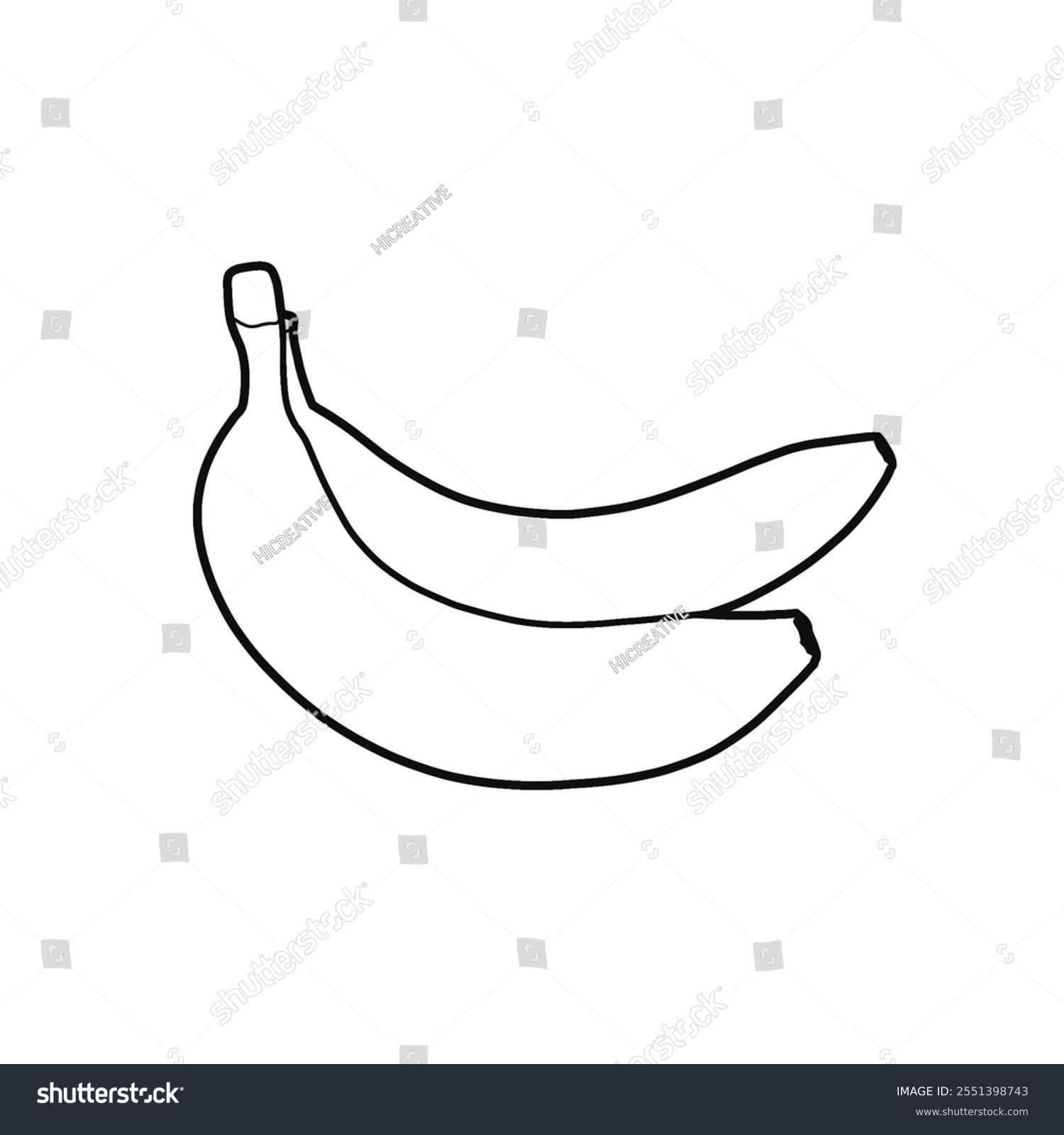 recommend clip art: banana outline illustration without color and without background