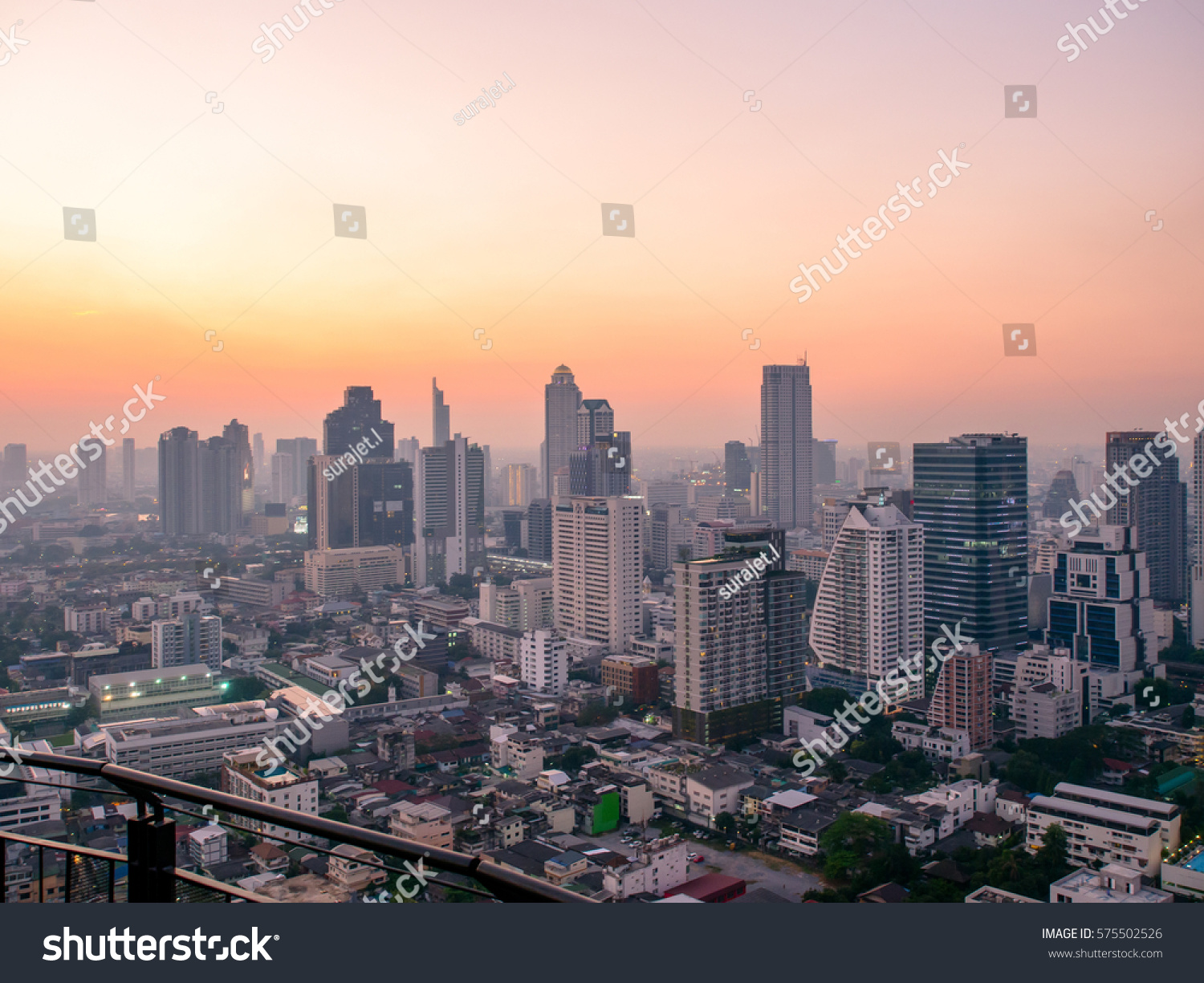 Bangkok Central Business District Twilightlandscape Bangkok Stock Photo ...