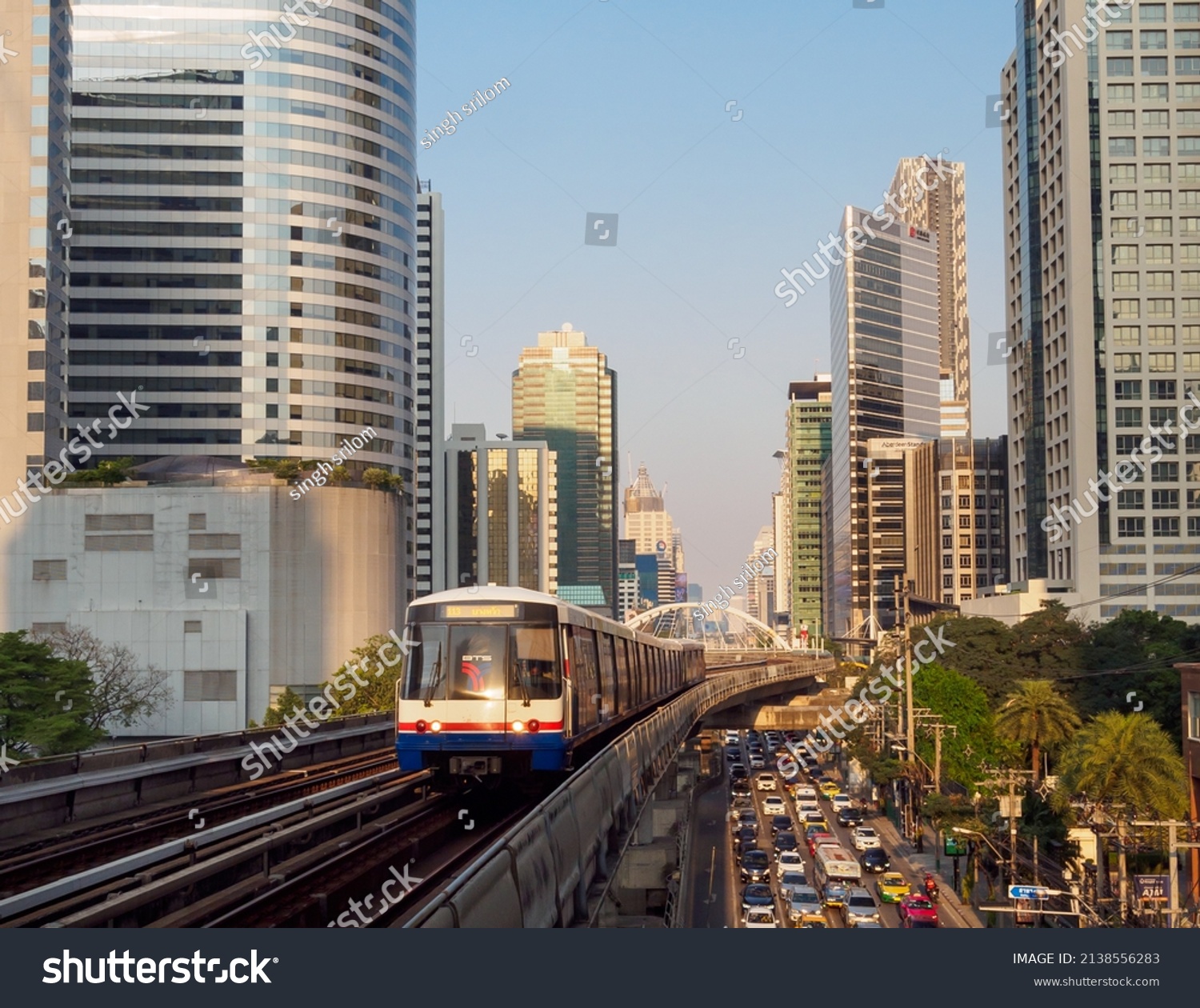 Bangkok Thaialnd21apl2021front View Skytrain Bts Running Stock Photo Bangkok Thaialnd21apl2021front View Skytrain Bts Running Stock Photo