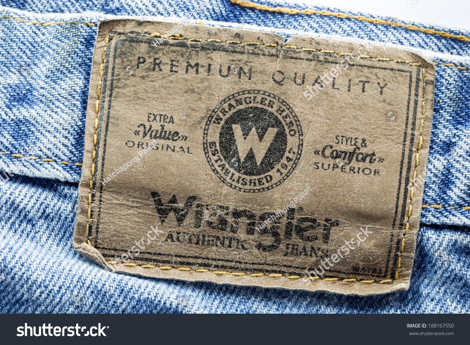 Bangkok, Thailand - March 24, 2014: Closeup Of Wrangler Leather Jeans ...
