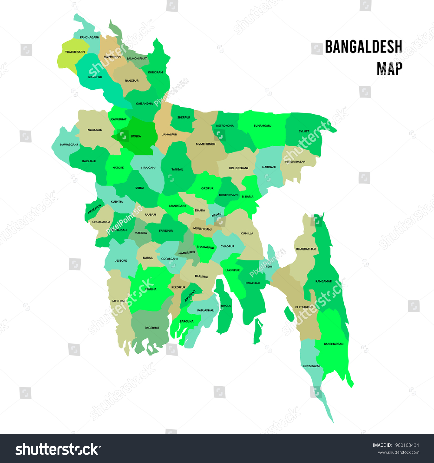 Bd Map With District Bangladesh Map District Wise Bangladesh Map Stock Illustration 1960103434 |  Shutterstock