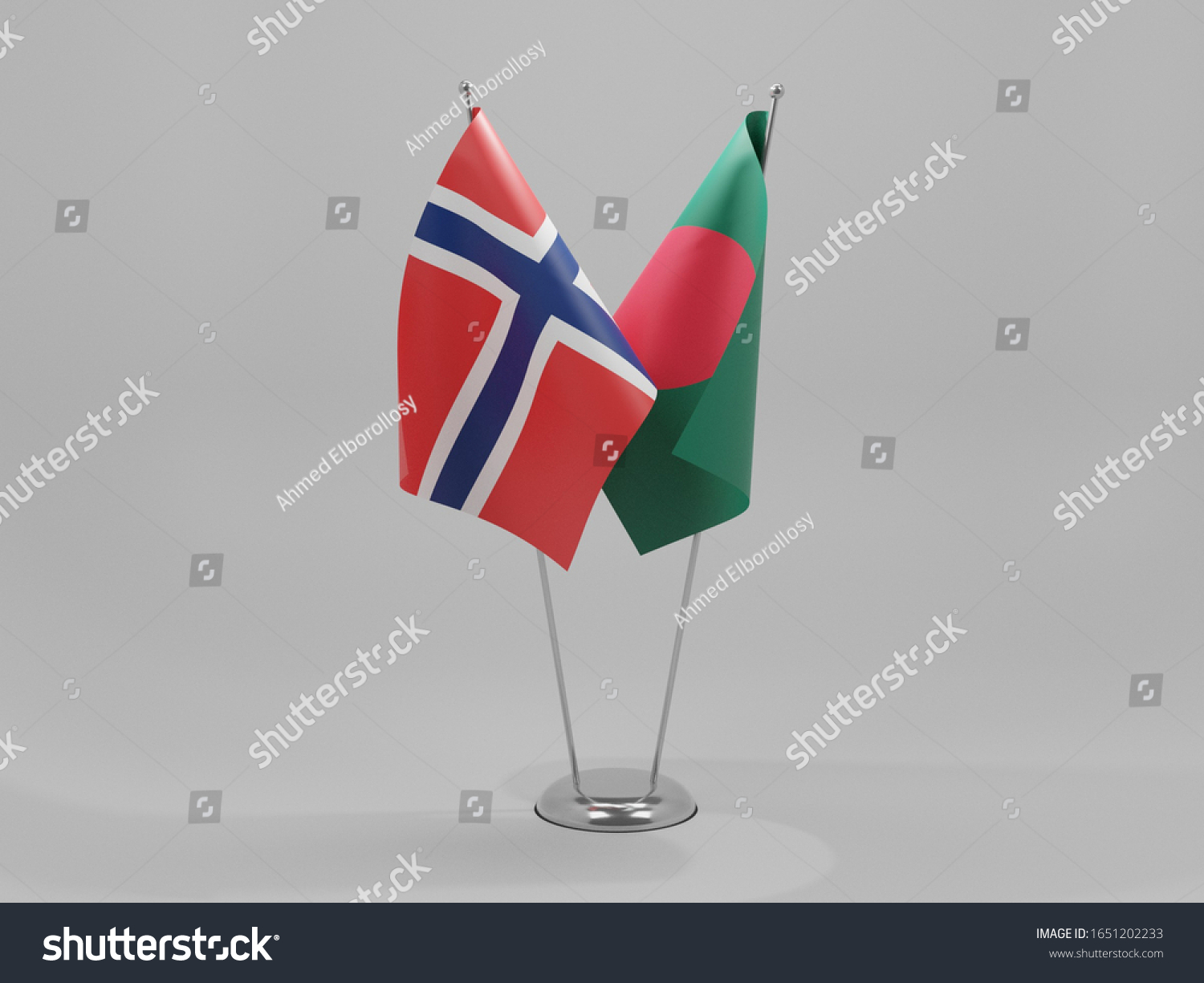 Bangladesh Norway Cooperation Flags White Background Stock Illustration 