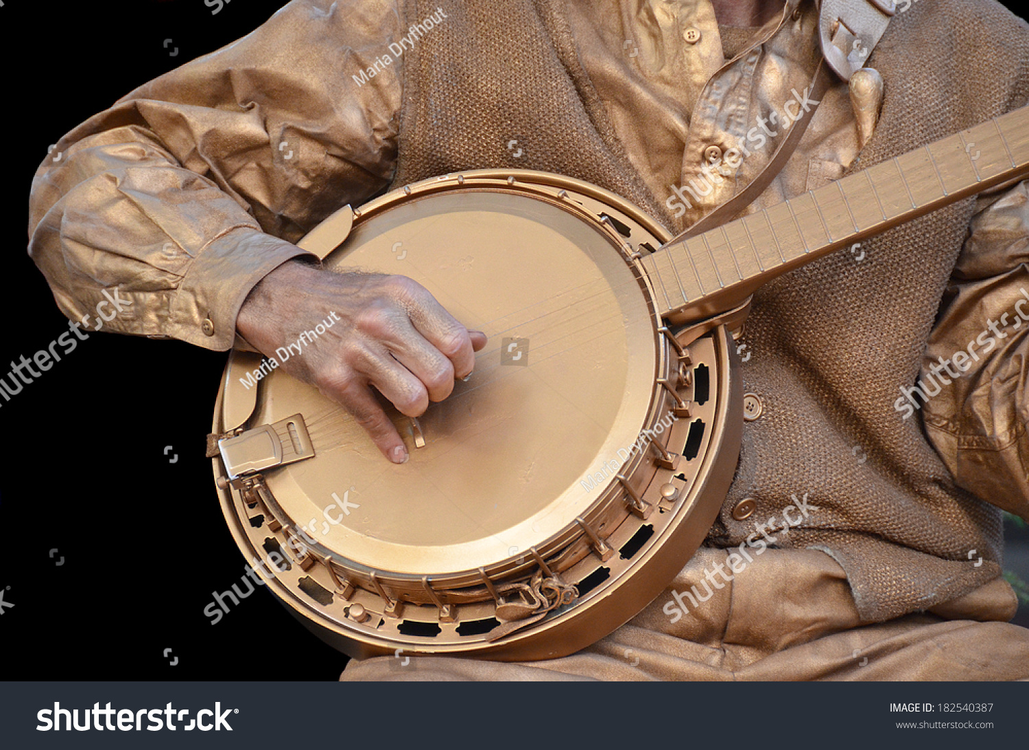 Banjo Player Spray Painted Bronze Paint Stock Photo Edit Now 182540387