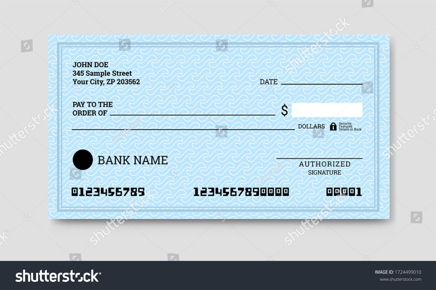 Bank Check Template Empty Cheque Page Stock Illustration 1724499010
