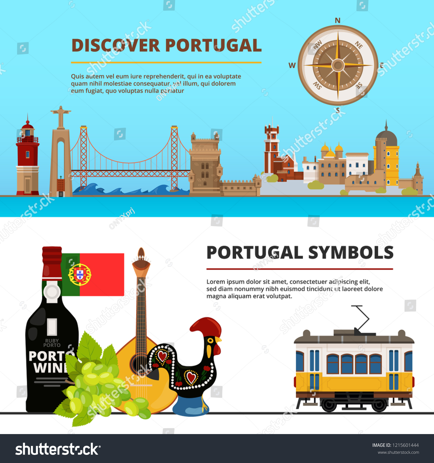 Banners Set Illustrations Portuguese Cultural Objects Stock ...