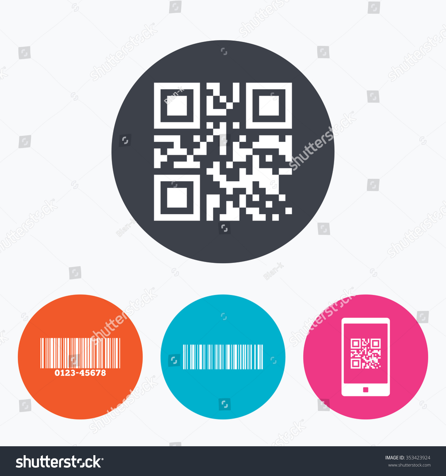 Bar Qr Code Icons Scan Barcode Stock Illustration 353423924 Shutterstock 