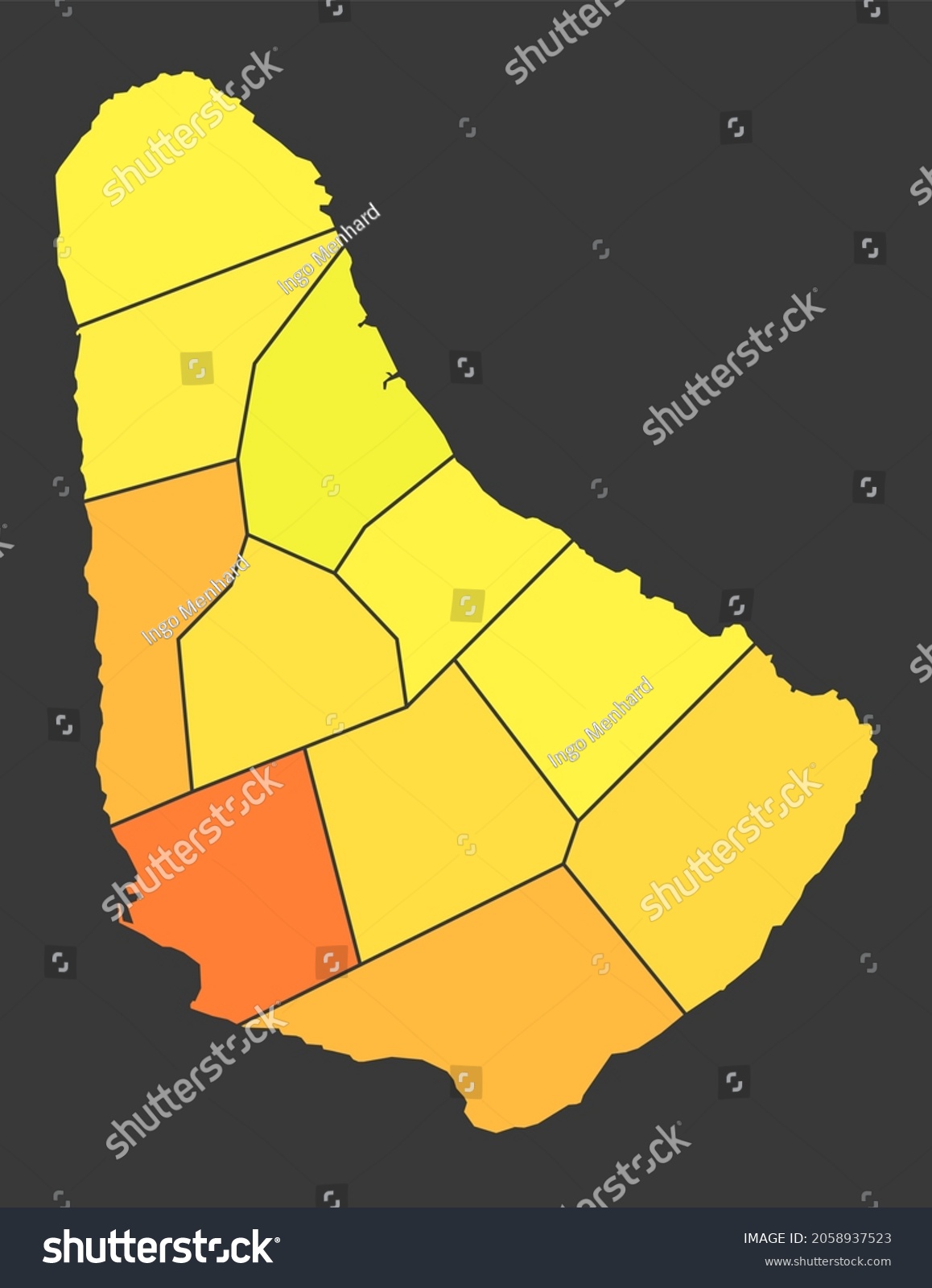 Barbados Population Heat Map Color Density Stock Illustration 2058937523