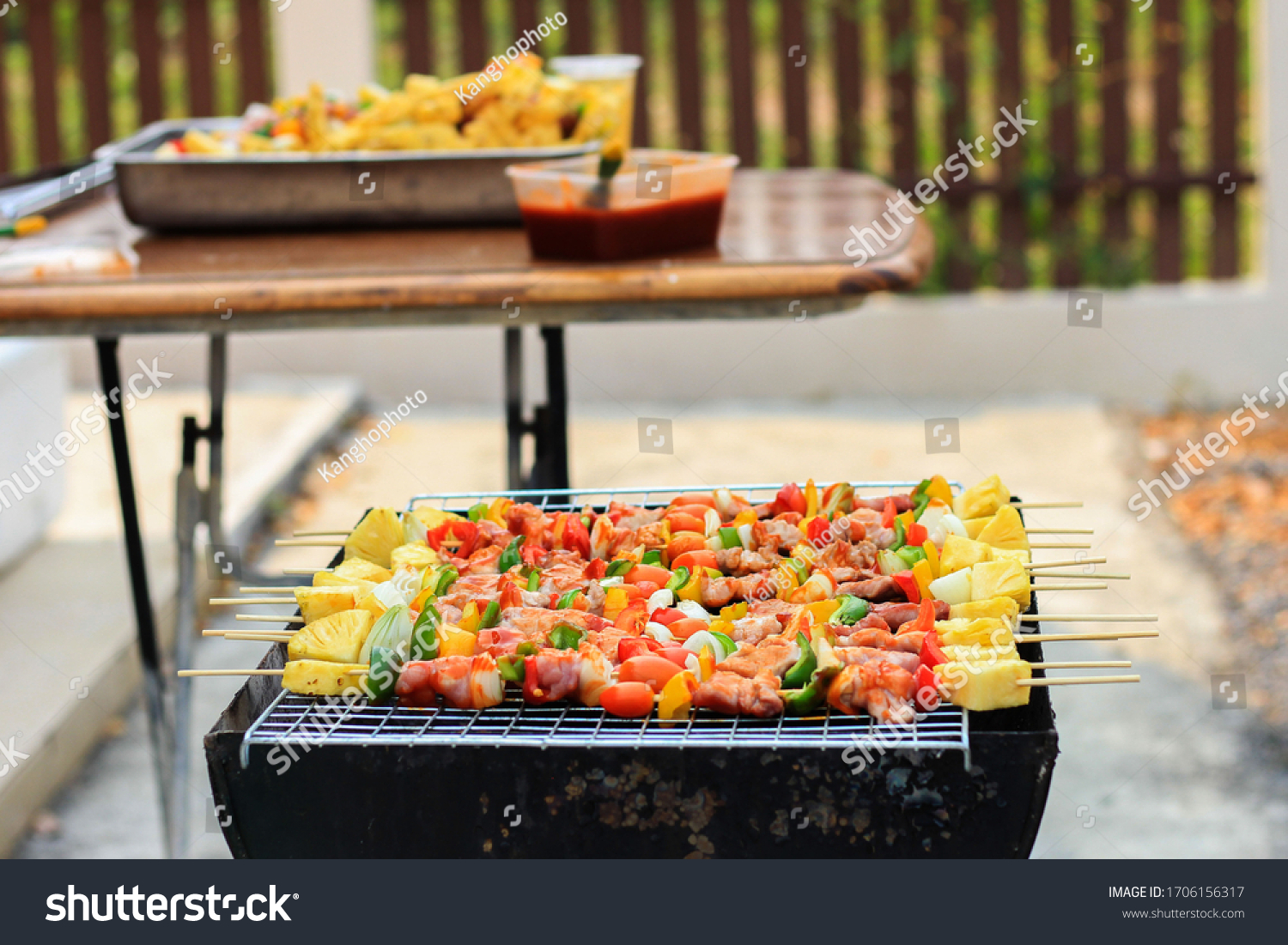 Barbecuebarbqbarbeque Grill Street Food Thailandmarket Pork Stock Photo ...