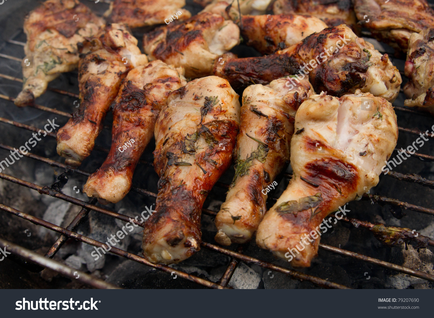 Barbecue Chicken Drumsticks Marinated Herbs On Stock Photo Edit Now 79207690