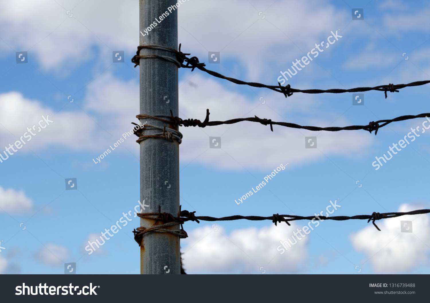 barbed wire post