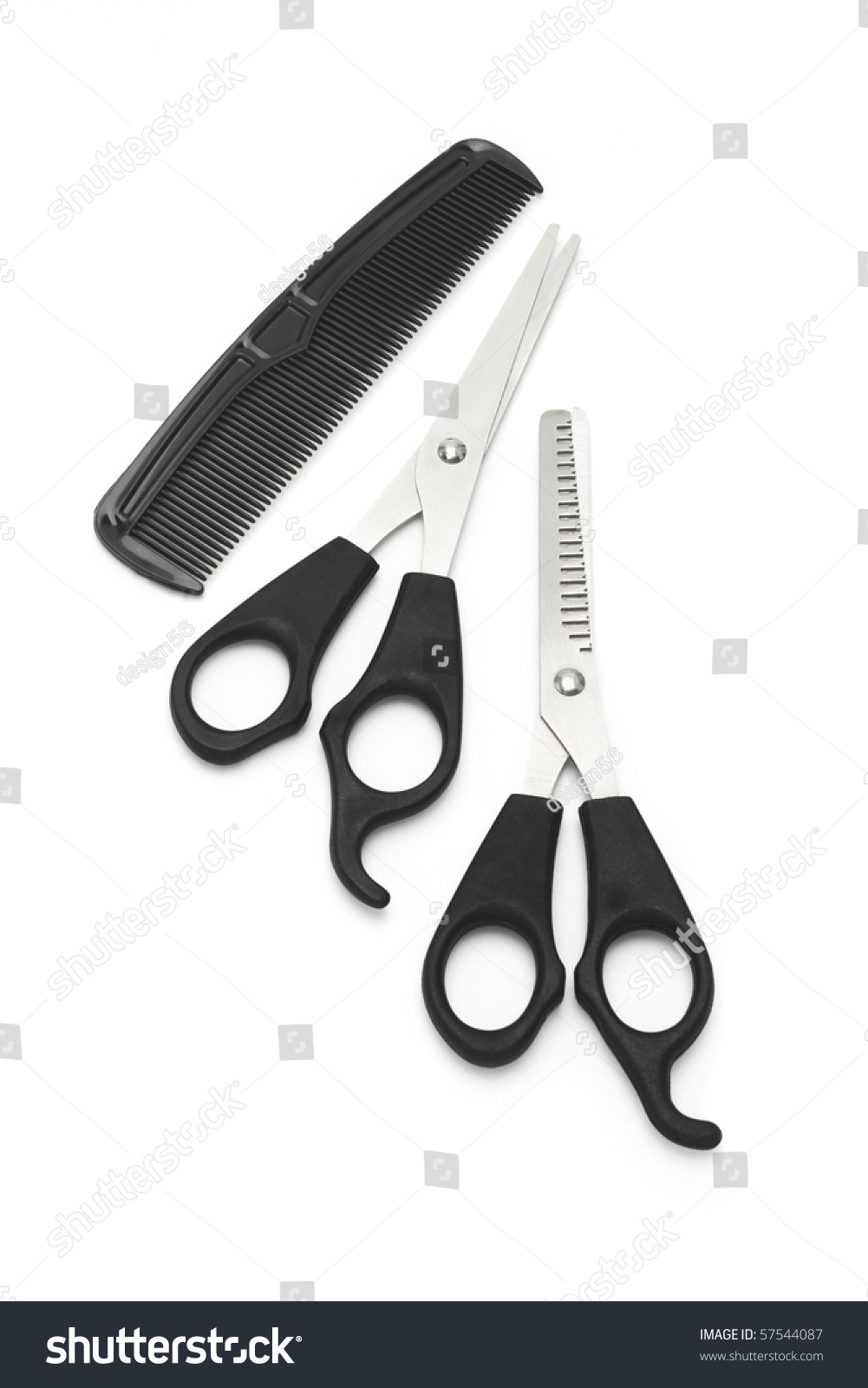 Barber'S Scissors And Comb On White Background Stock Photo 57544087 ...