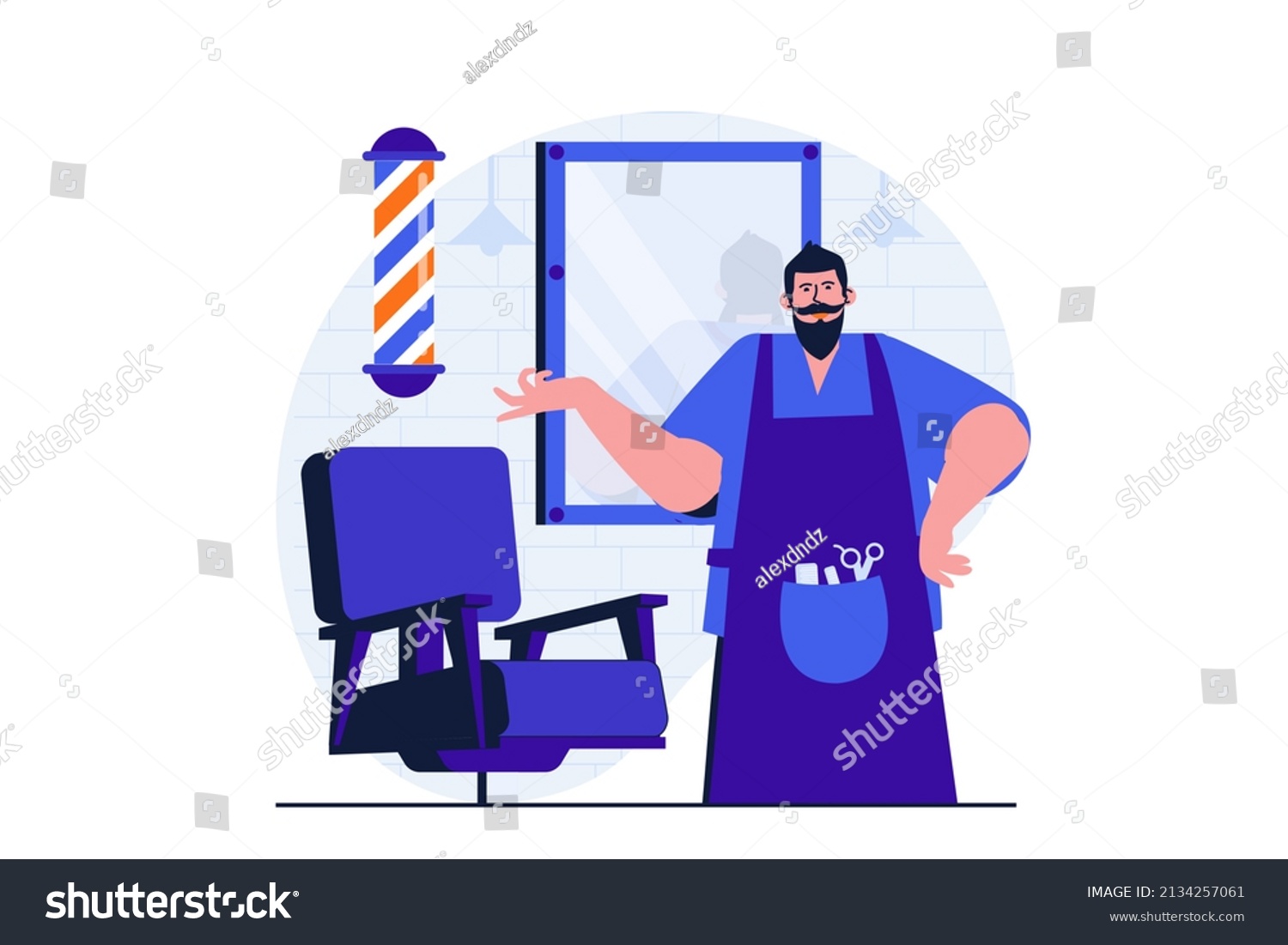 Barbershop Modern Flat Concept Web Banner Stock Illustration 2134257061 ...