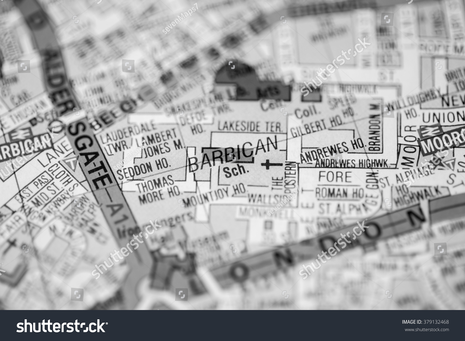 Stock Photo Barbican London Uk Map 379132468 