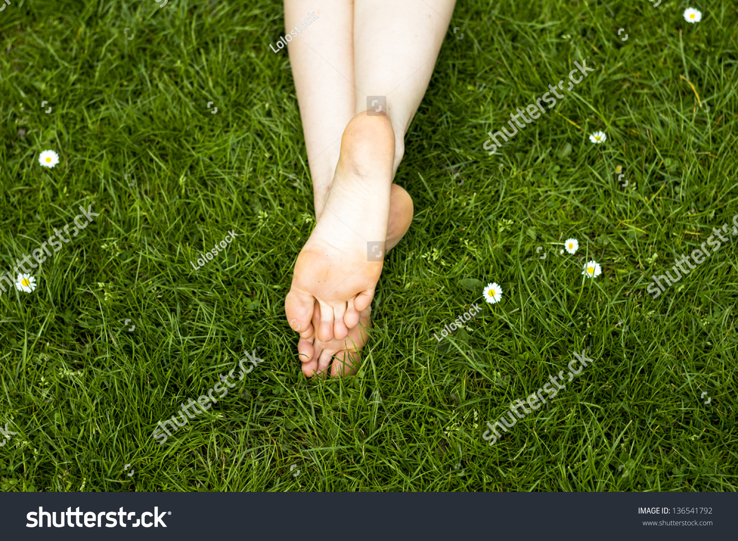 Bare Feet On Green Grass Stock Photo 136541792 : Shutterstock