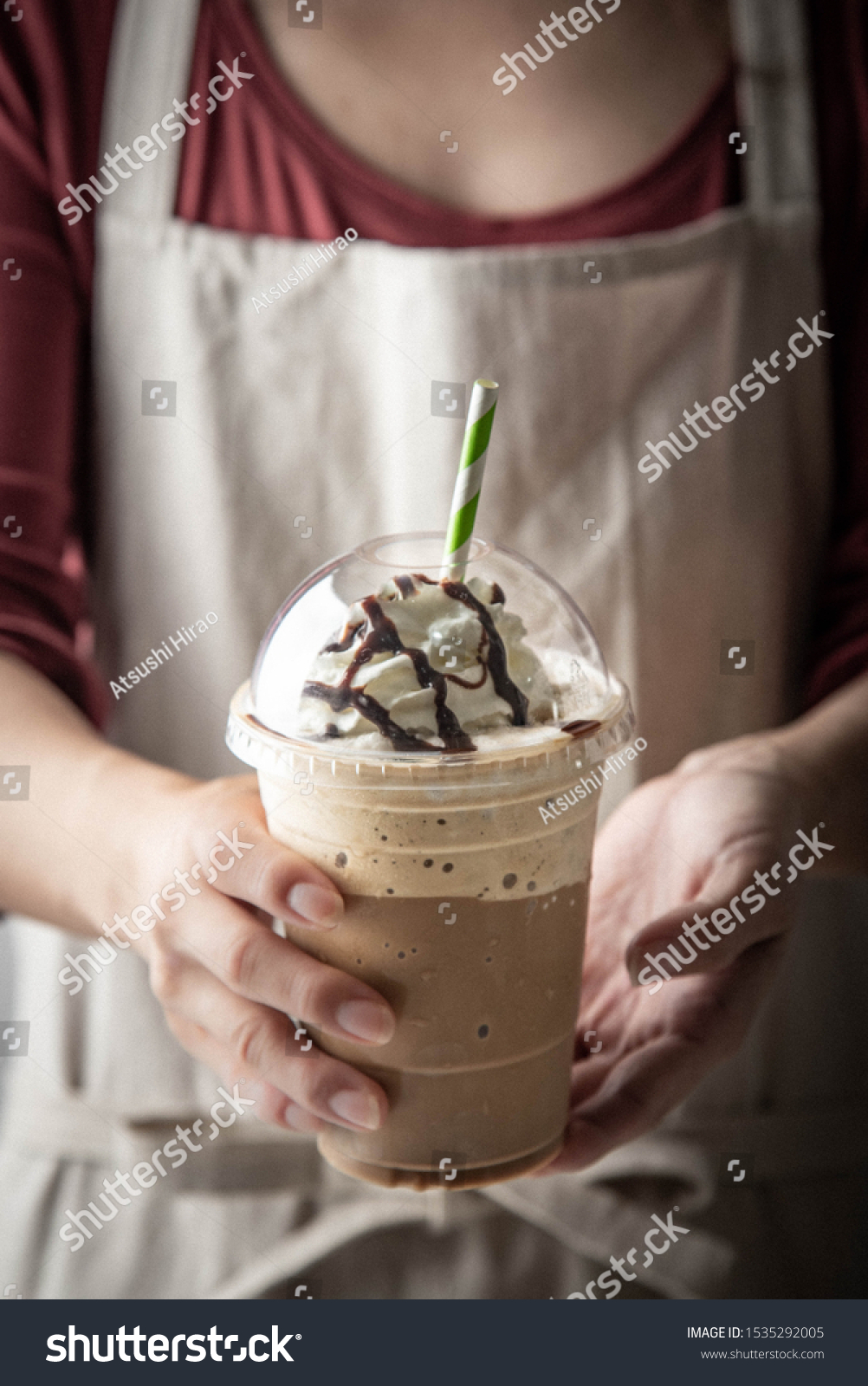 Barista Serving Coffee Frappe Plastic Cup Stock Photo (Edit Now) 1535292005